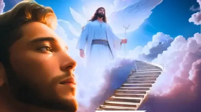 Wikipédia Rodrigo Silva em biografia completa- ilustra homem vendo escada para ceu com Jesus Cristo a sua espera. Wikipédia Rodrigo Silva em biografia completa- ilustra homem vendo escada para ceu com Jesus Cristo a sua espera.