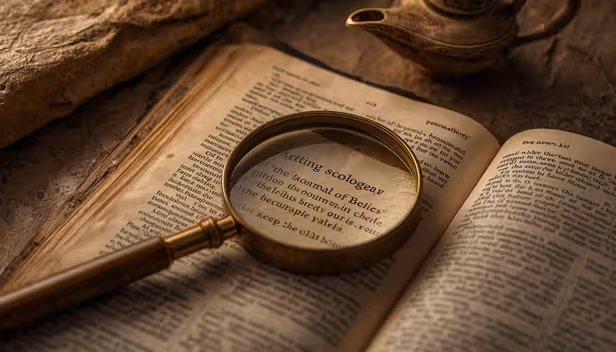 Detalhes de arqueologia bíblica em uma Bíblia de estudo de alta autoridade